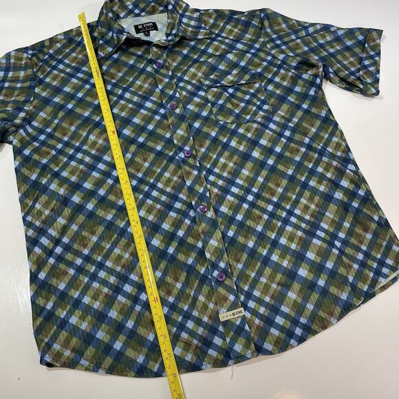BC Ethic Men’s Lounge Club Shirt Lg Textured Shine Casual Windowpane Button - Picture 5 of 7